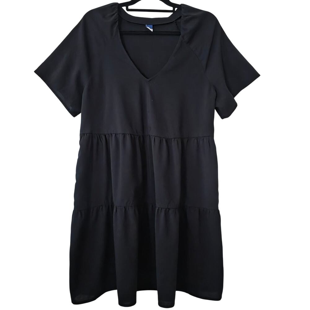 Old Navy Black Short Sleeve V-Neck Mini Dress Size Large